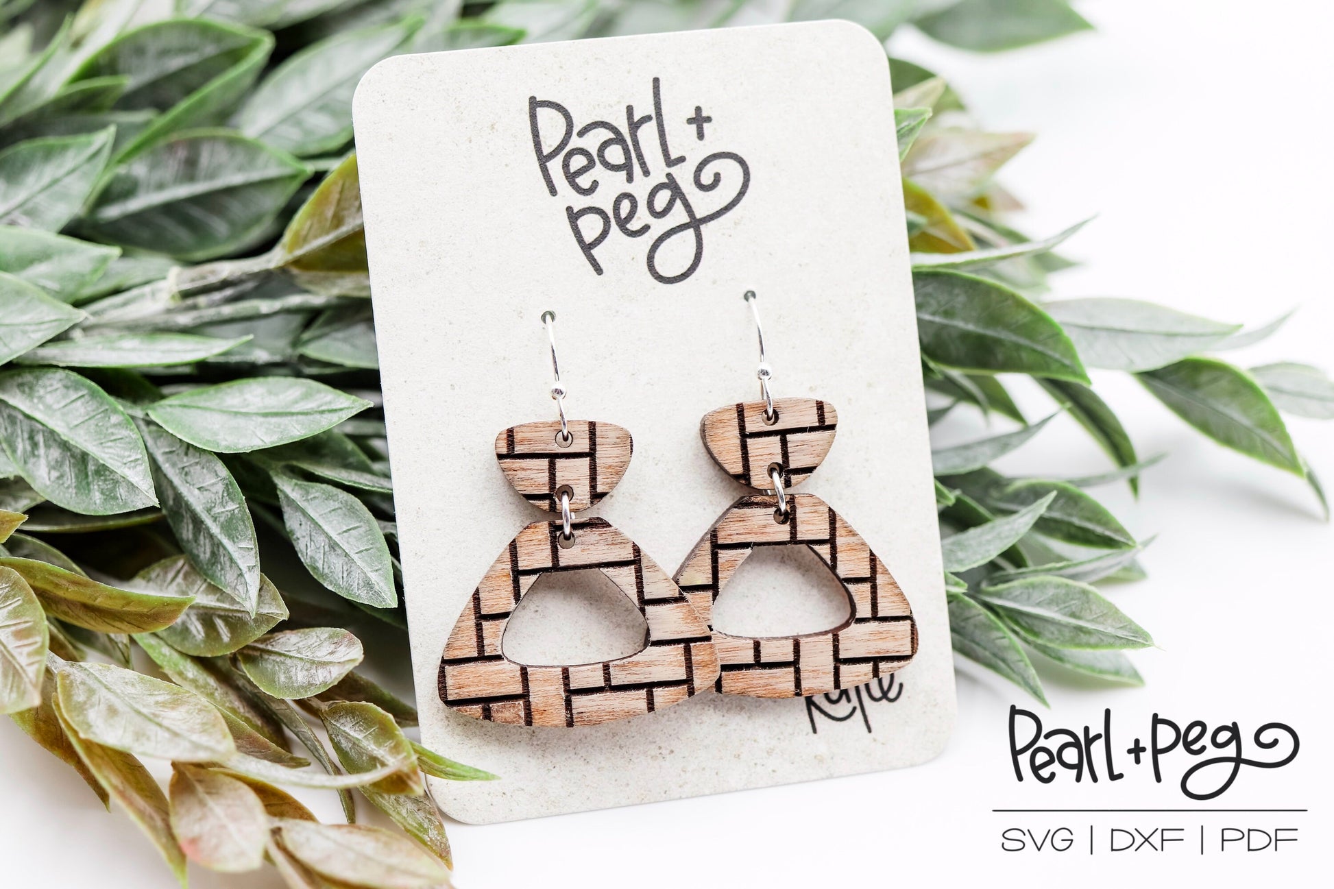 Cobblestone Triangle 2 Part Laser Engraved Earrings Digital Download