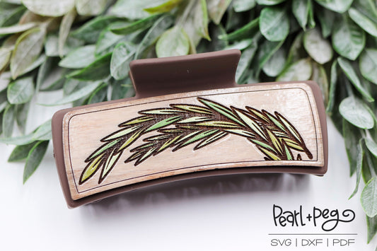 Laurel Leaf Hair Clip Laser Engraved Hair Clip File