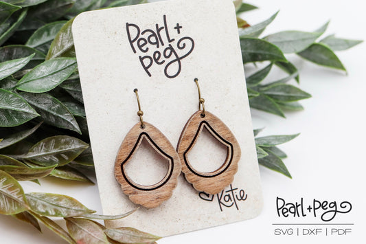 CZ Bead Dangle Simple Elegant Hoop Bundle Laser Engraved Earrings Digital Download