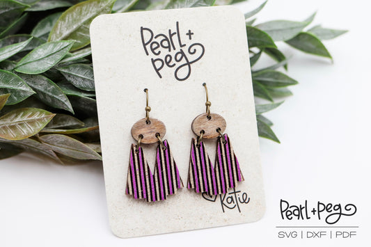 Striped Podium 2 Part Laser Engraved Earrings Digital Download