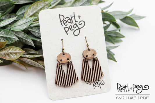 Striped Podium 2 Part Laser Engraved Earrings Digital Download