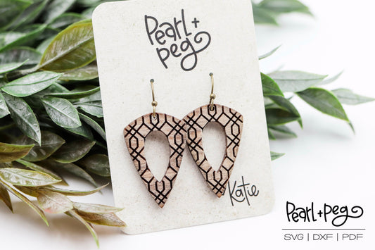 Triangle Hoop Geo Pattern Laser Engraved Earrings Digital Download