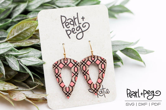 Triangle Hoop Geo Pattern Laser Engraved Earrings Digital Download