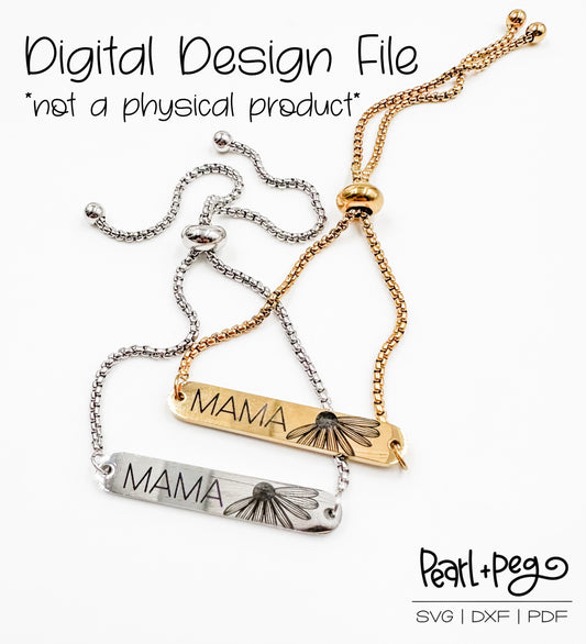 Mama Daisy Bar Metal Engraved Jewelry SVG Digital File