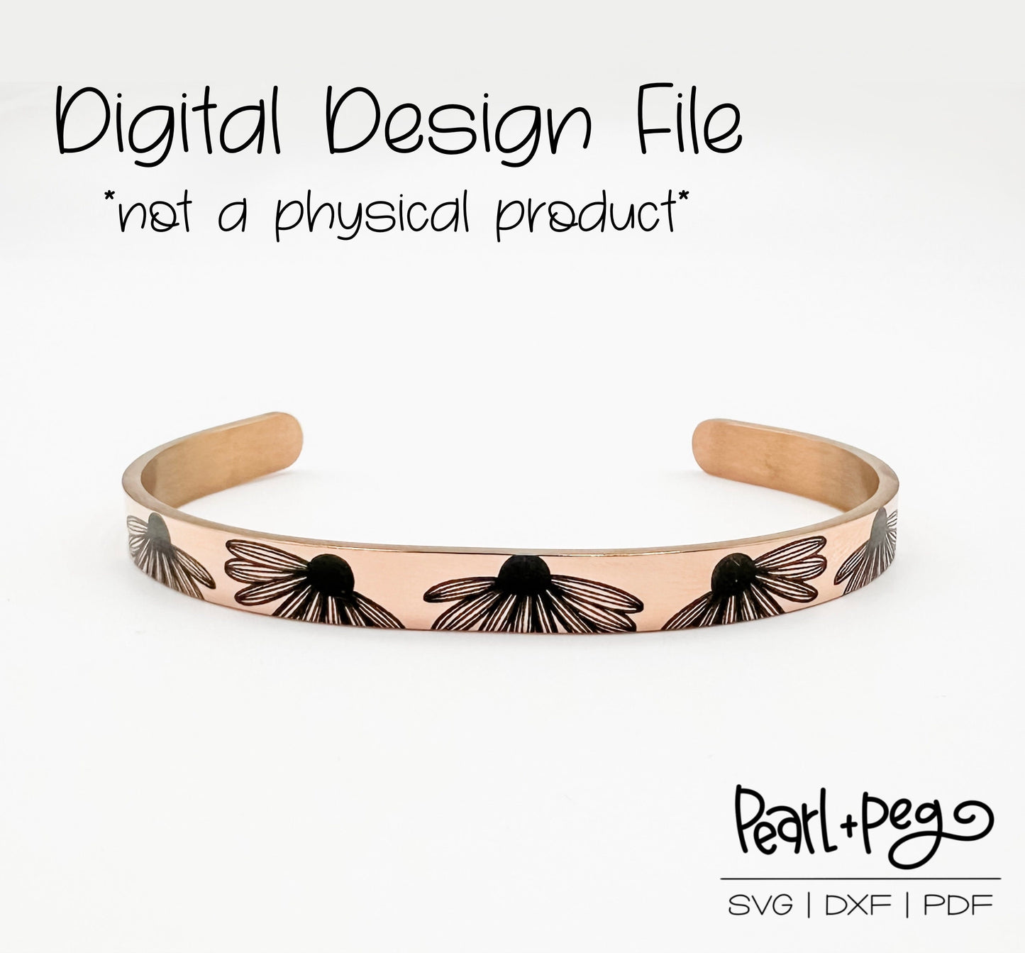 Flat Daisy Metal Blank Bangle Engrave Digital Download File