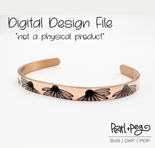 Flat Daisy Metal Blank Bangle Engrave Digital Download File