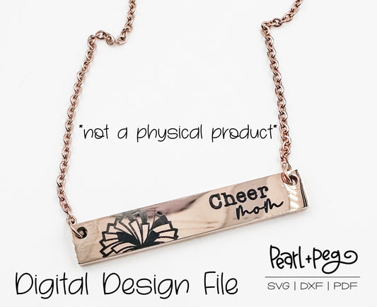 Cheer Mom Horizontal Bar Stainless Steel Laser Digital Download SVG