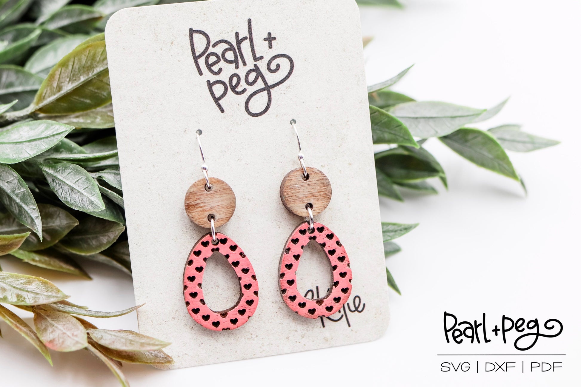 Polka Heart Hoop 2 Part Laser Engraved Earrings Digital Download