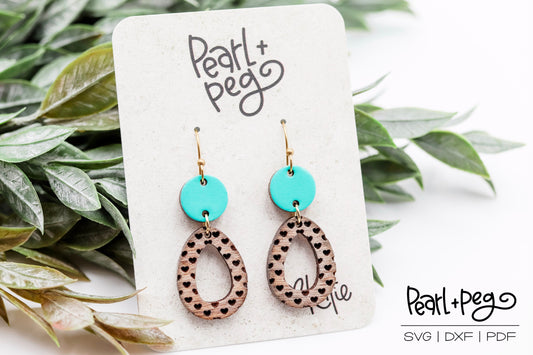 Polka Heart Hoop 2 Part Laser Engraved Earrings Digital Download