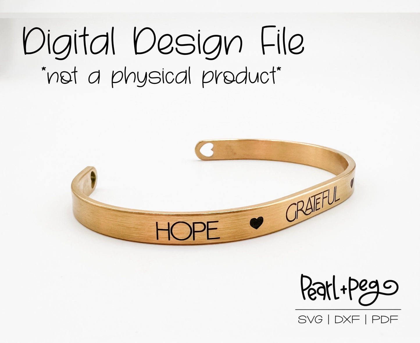 Hope Grateful Dreamer Flat Bangle Metal Jewelry Digital Design File