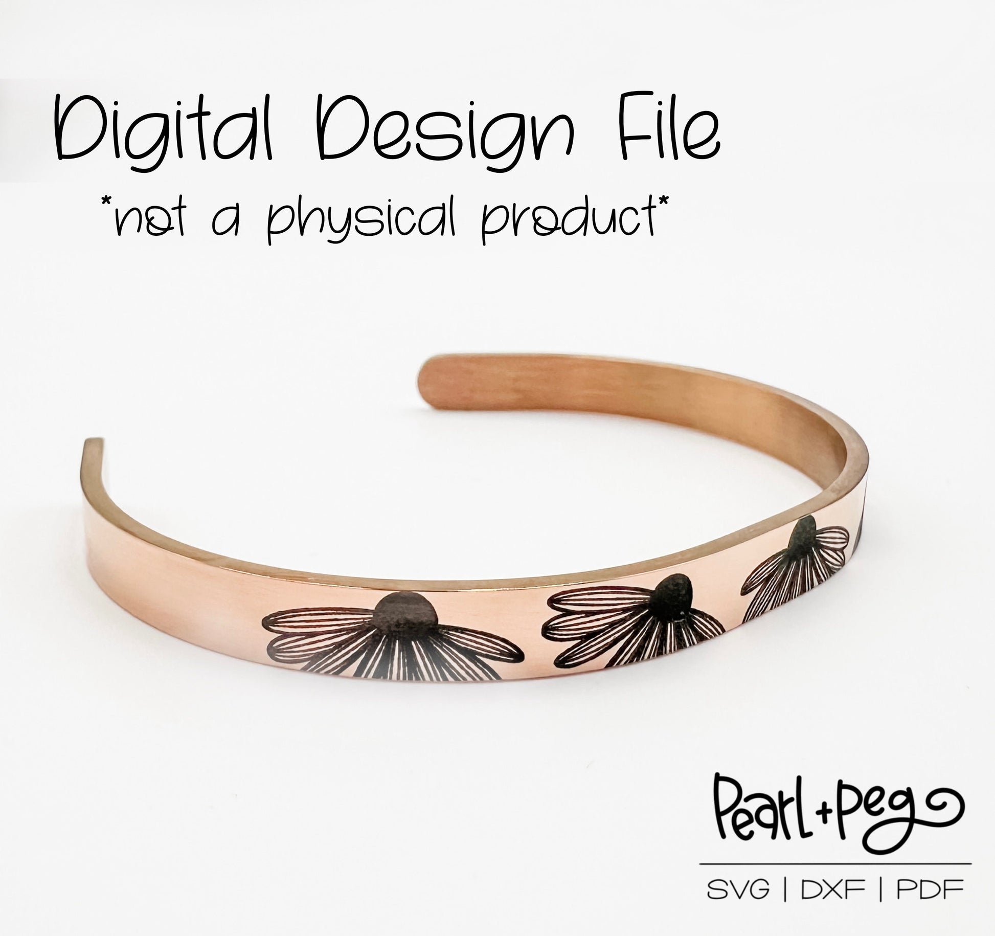 Flat Daisy Metal Blank Bangle Engrave Digital Download File