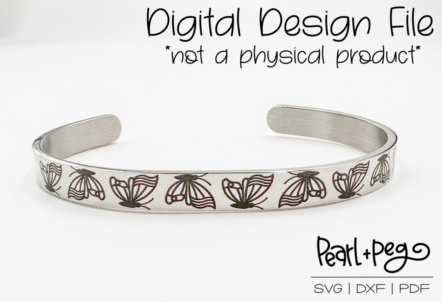 Butterfly Bracelet Metal Flat Bangle SVG File