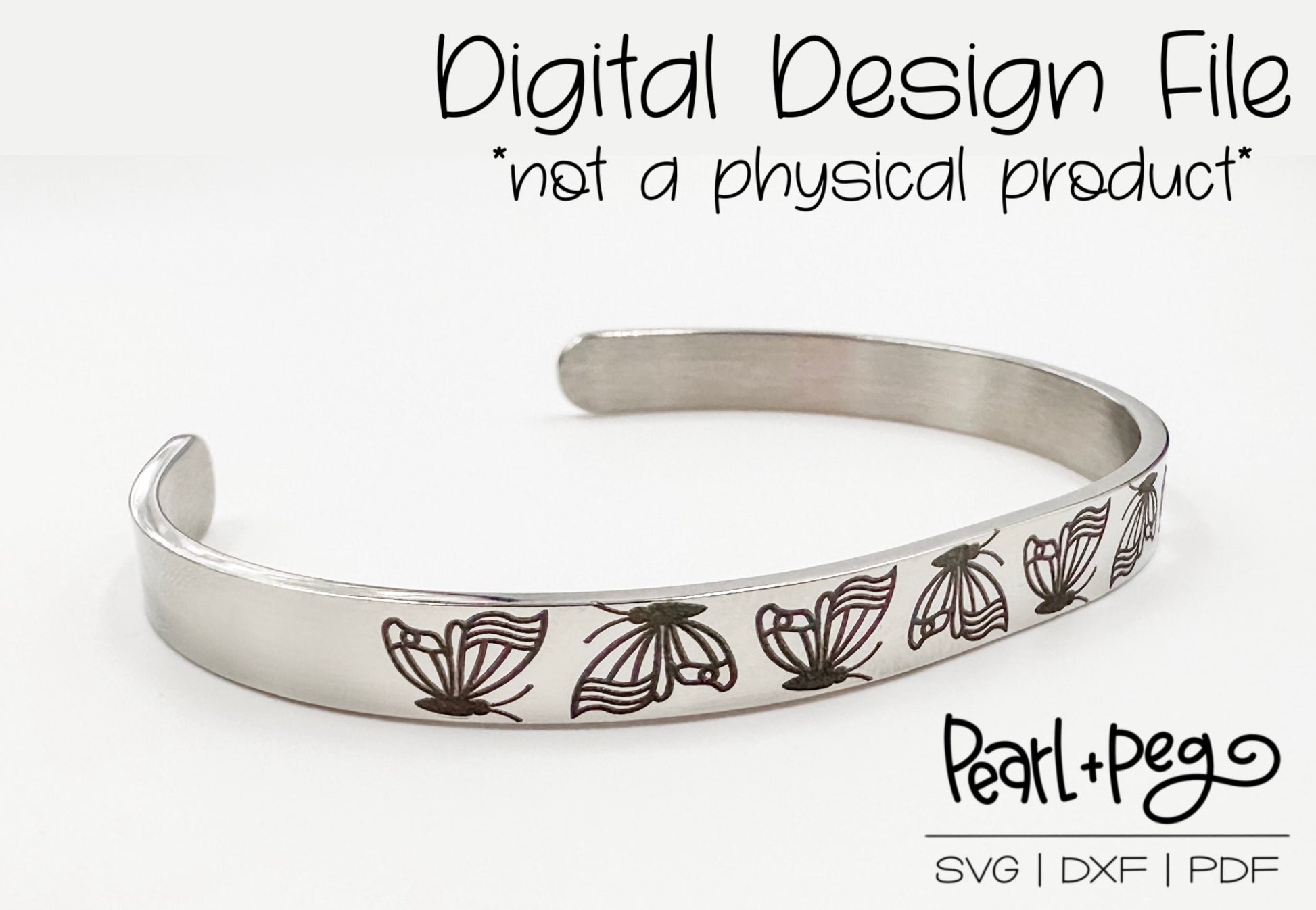 Butterfly Bracelet Metal Flat Bangle SVG File