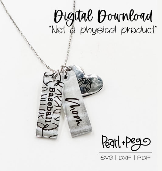 Tri Baseball Mom Triple Hanging Necklace Digital Engrave Download File