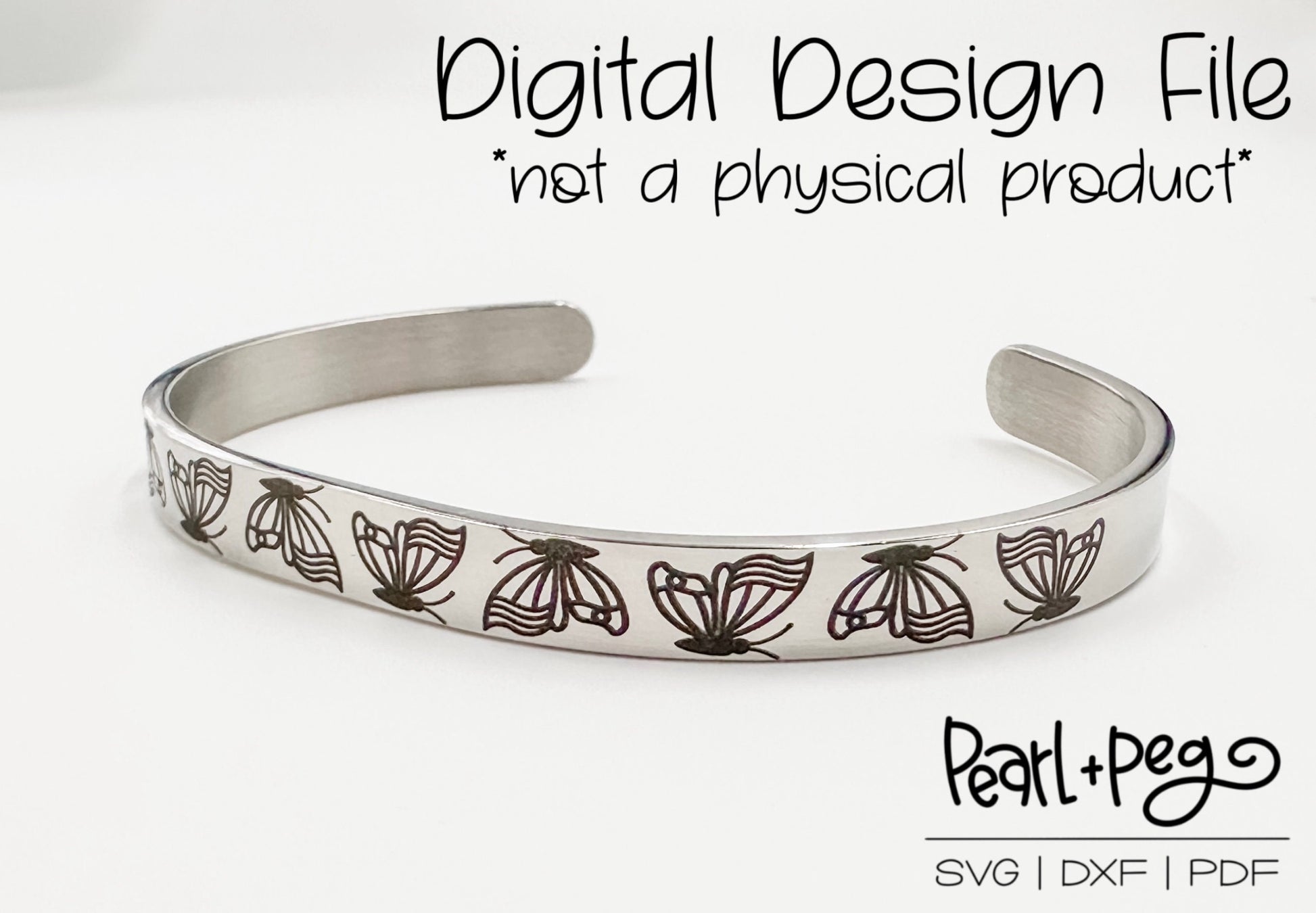 Butterfly Bracelet Metal Flat Bangle SVG File