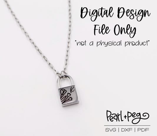 Small Locket Floral Initial Metal Blank Engrave Digital Download File