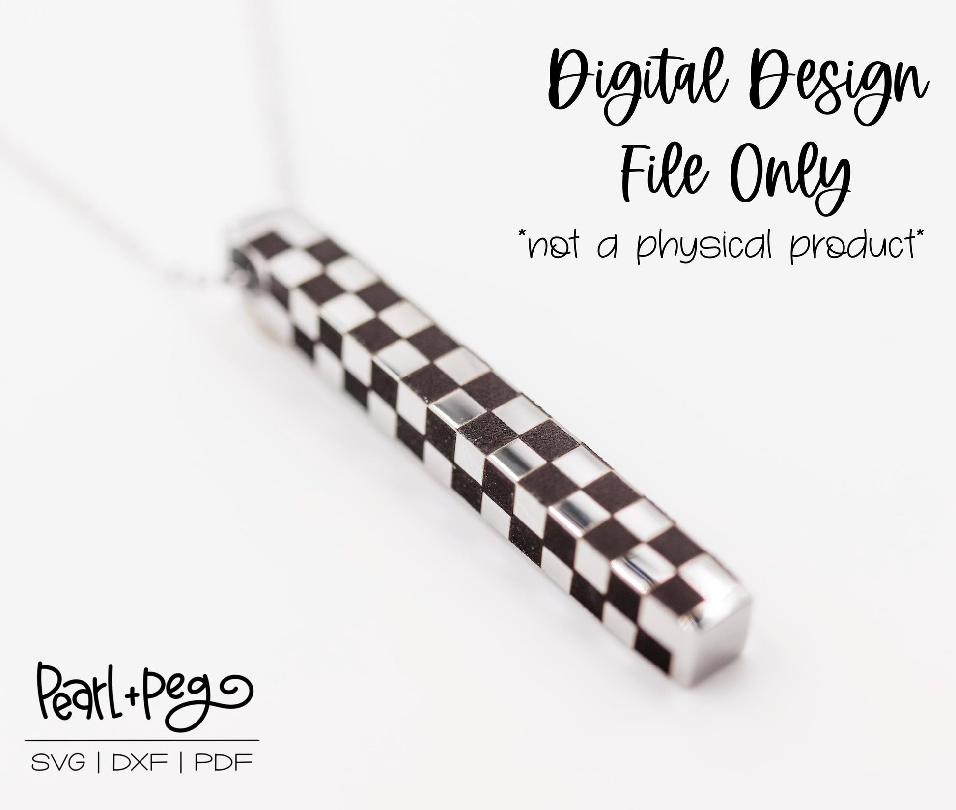 Checkered Vertical Bar Laser Engraved Metal Blank Digital Download File