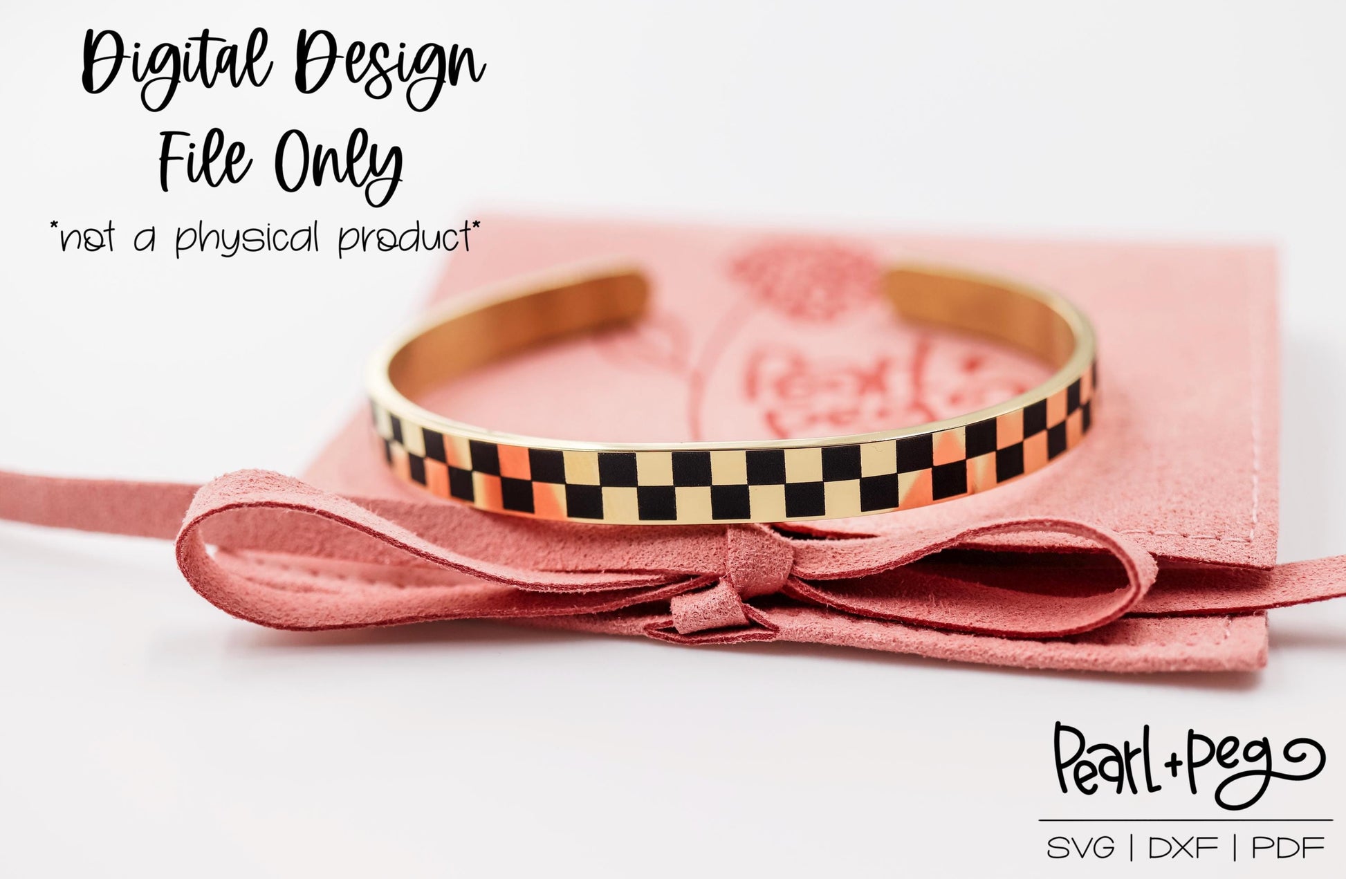 Checkered Bangle Bracelet Metal Blank Digital Download File