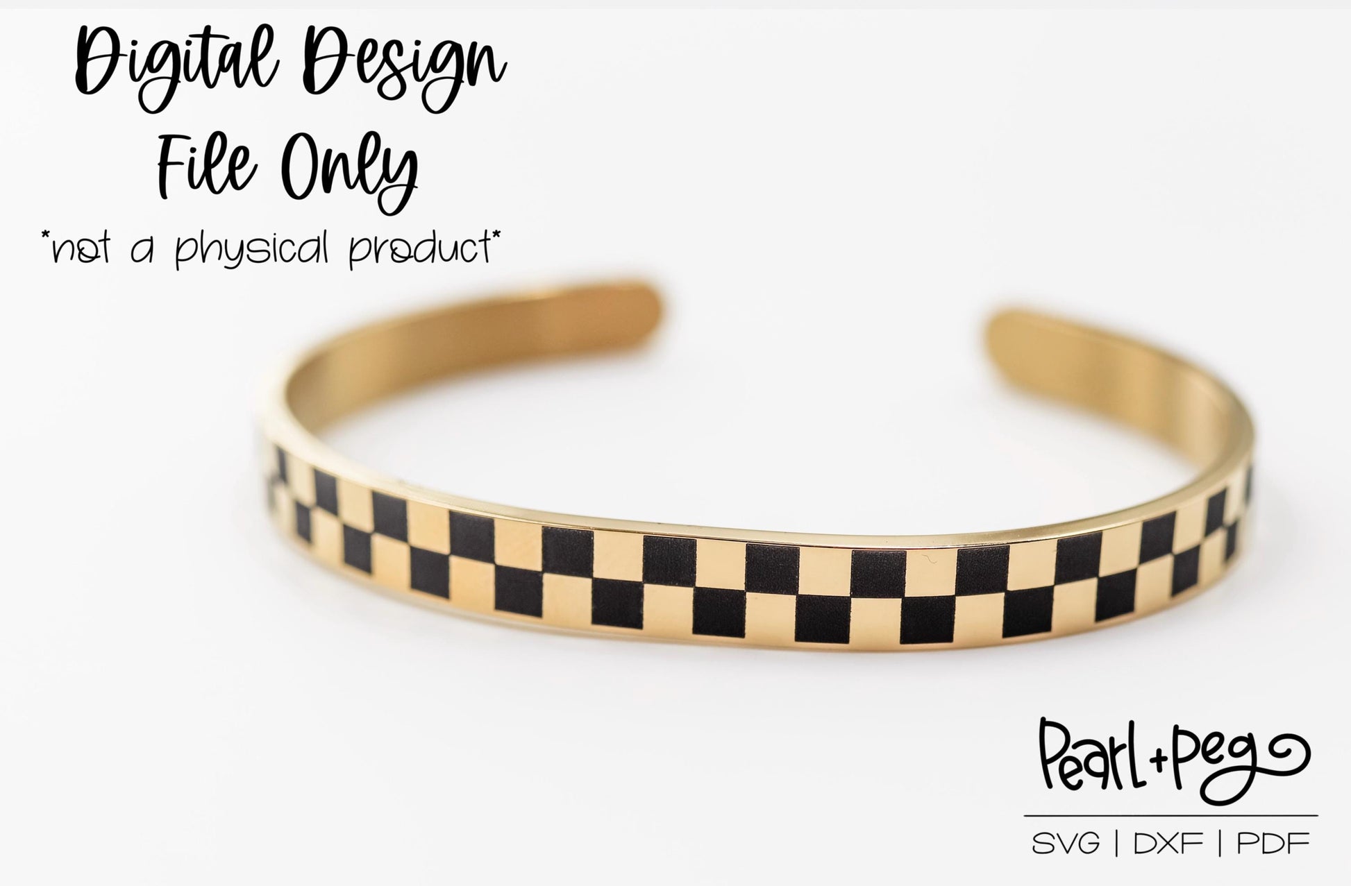 Checkered Bangle Bracelet Metal Blank Digital Download File