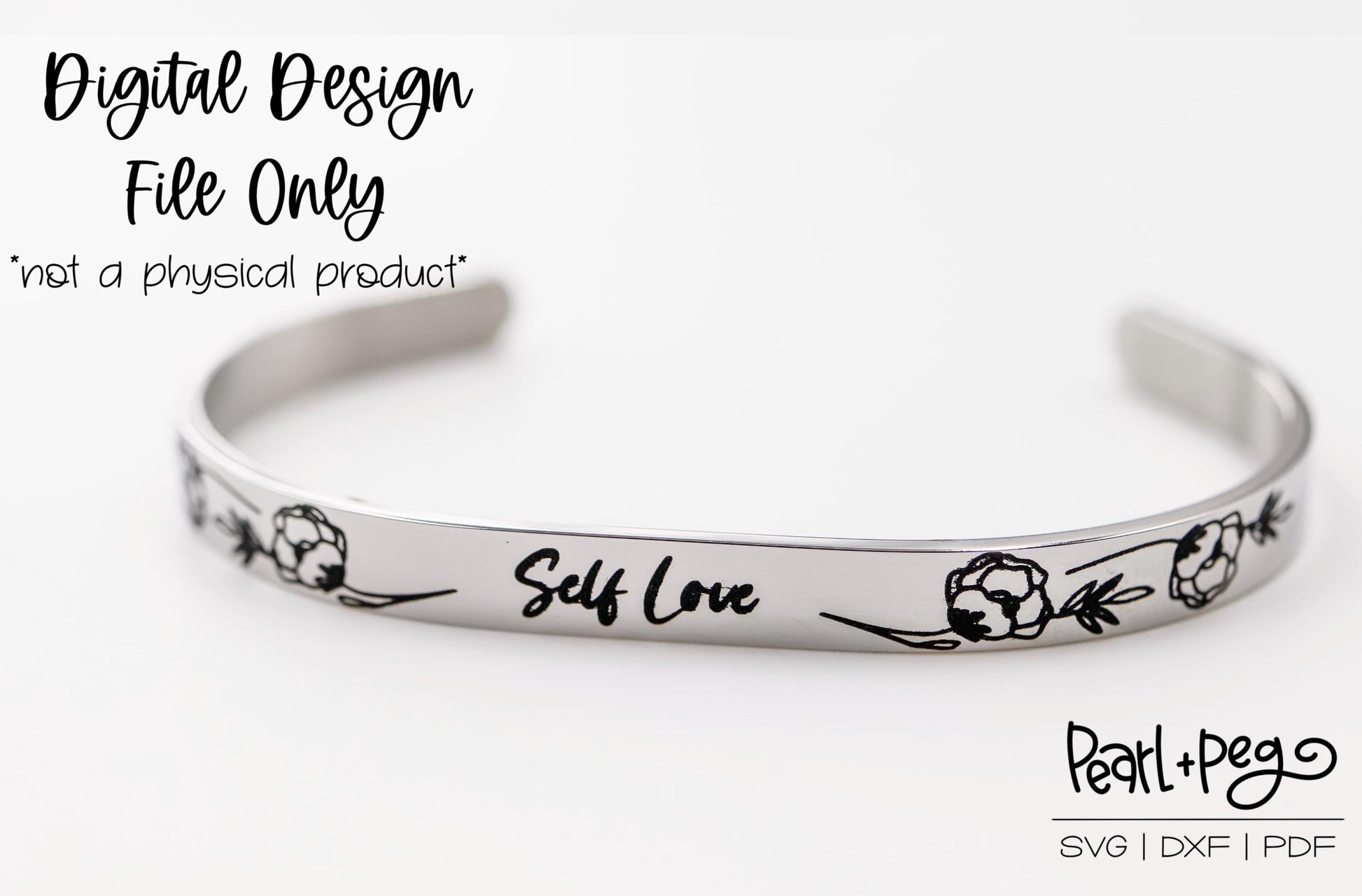 Self Love Bangle Bracelet Metal Blank Engrave Digital Download File SVG