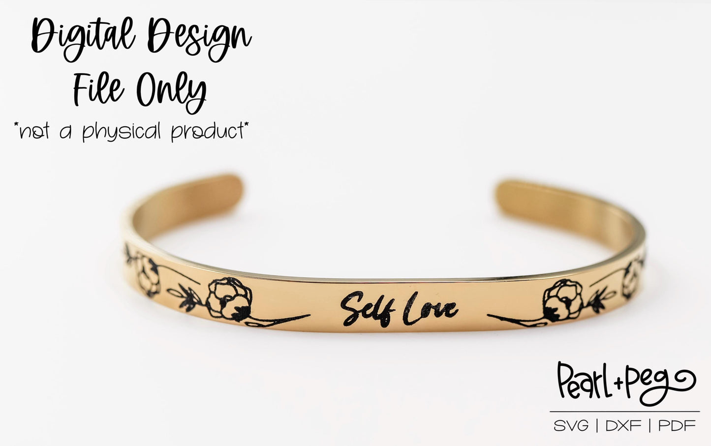 Self Love Bangle Bracelet Metal Blank Engrave Digital Download File SVG