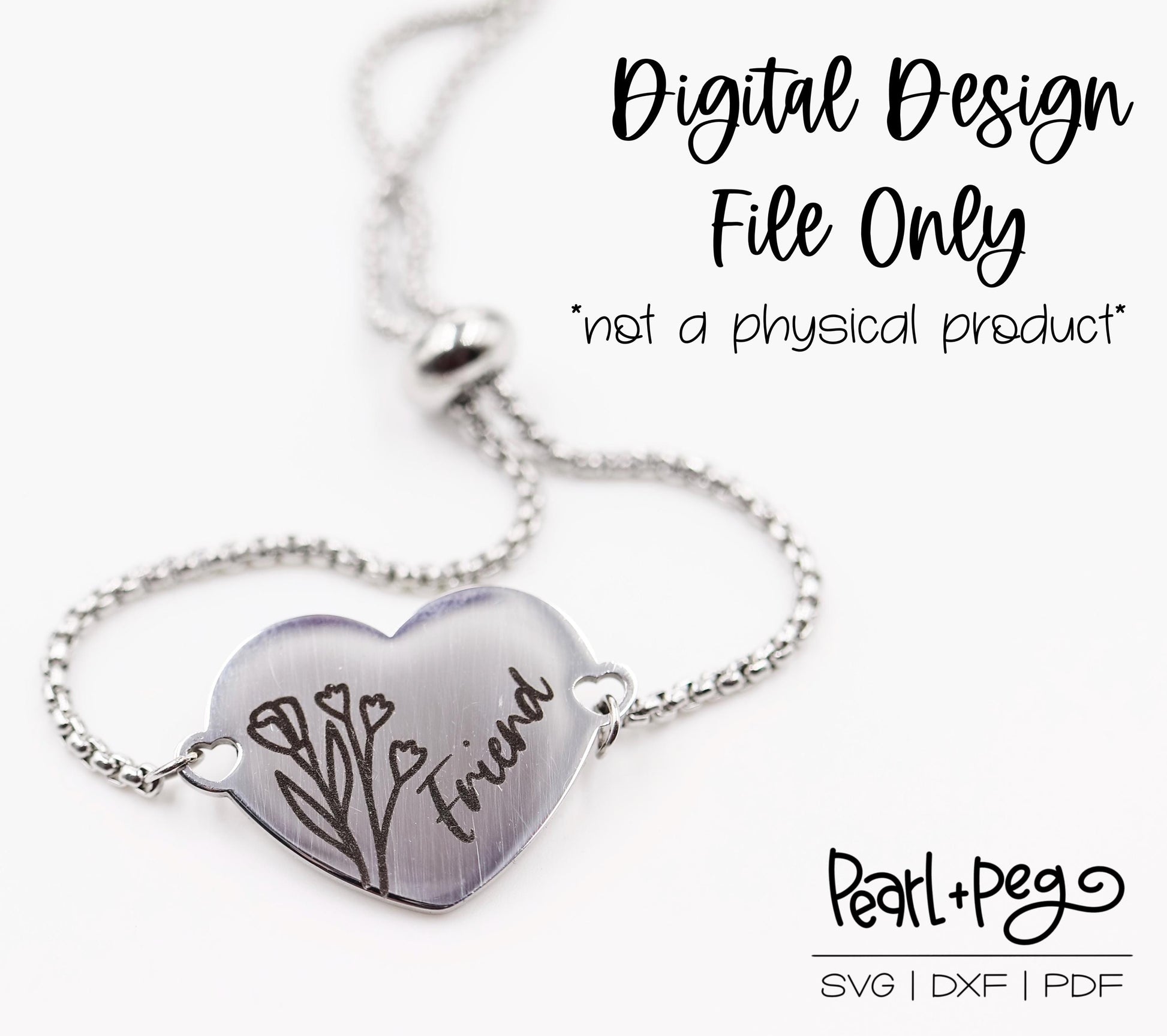 Friend Heart Bracelet Metal Blank Engrave Digital Download File