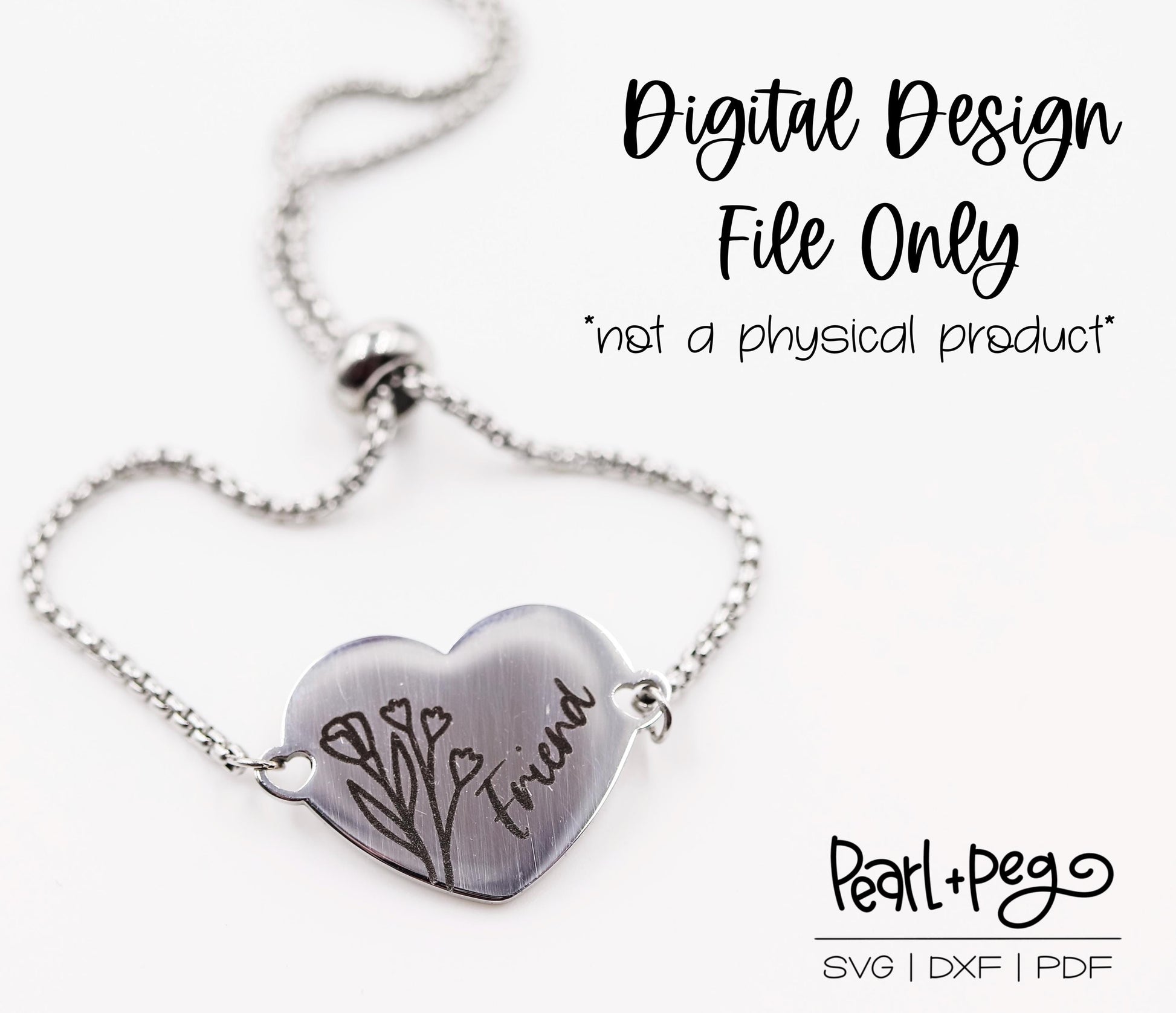 Friend Heart Bracelet Metal Blank Engrave Digital Download File