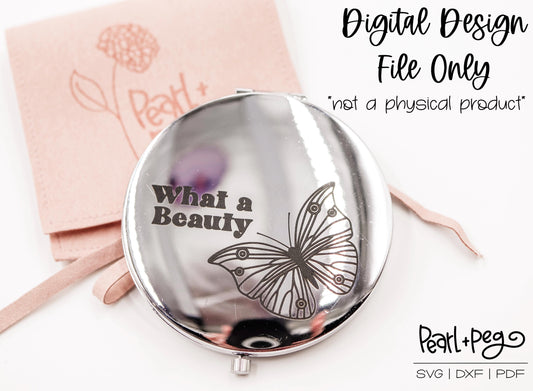 What a Beauty Compact Engraved Metal Jewelry Digital Download File