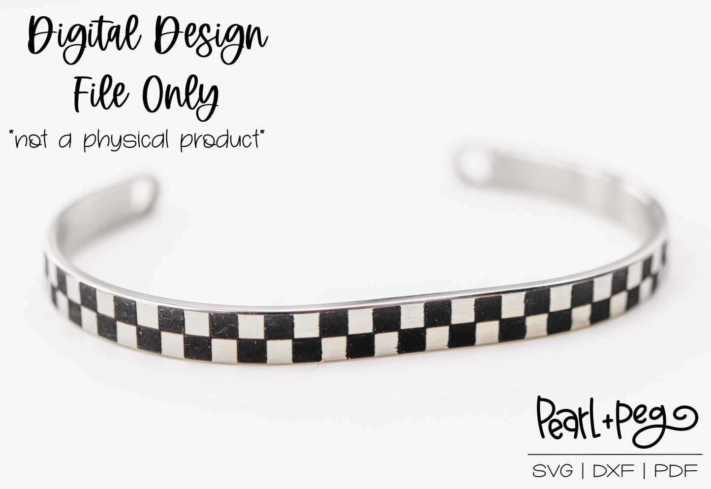 Checkered Bangle Bracelet Metal Blank Digital Download File