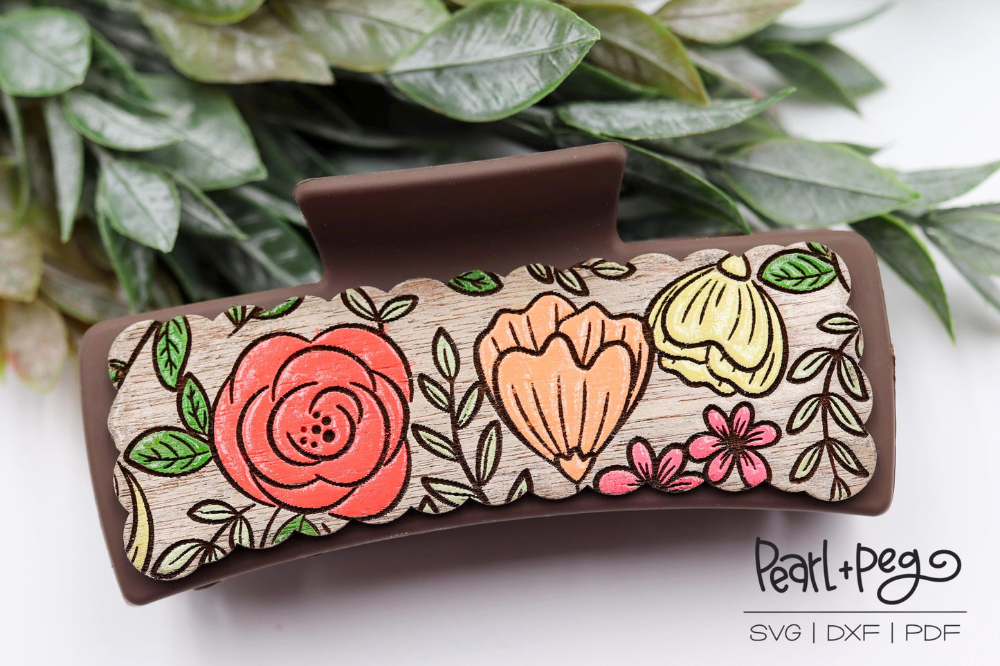 Various Floral Burst Hair Clip Laser Engraved Digital Download File