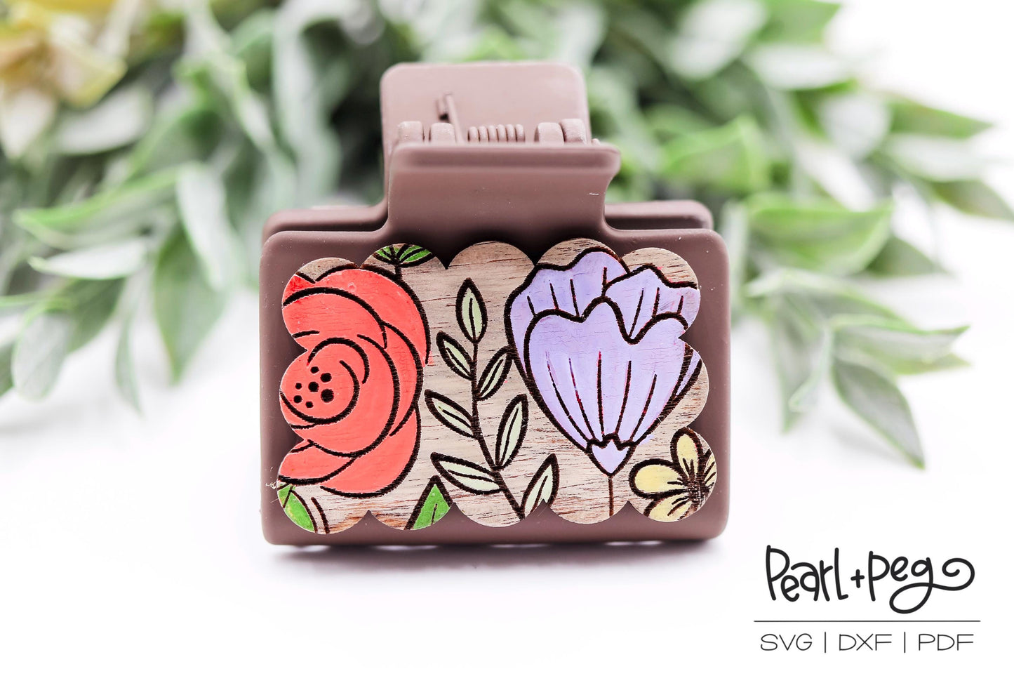 Various Floral Burst Hair Clip Laser Engraved Digital Download File