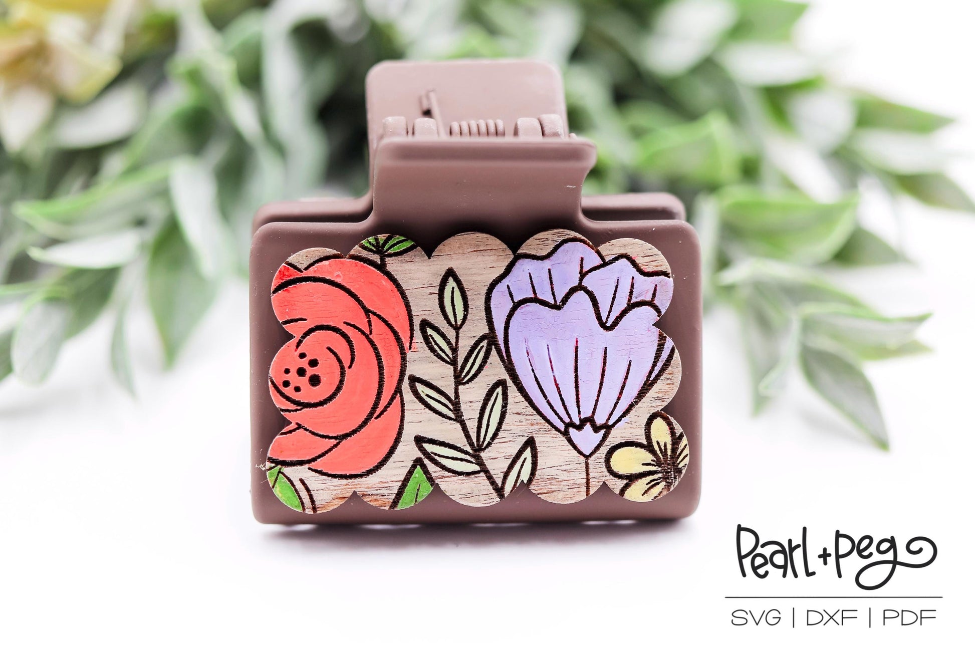 Various Floral Burst Hair Clip Laser Engraved Digital Download File