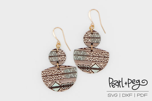 Boho Round Bottom 2 Part Laser Engraved Earrings Digital Download