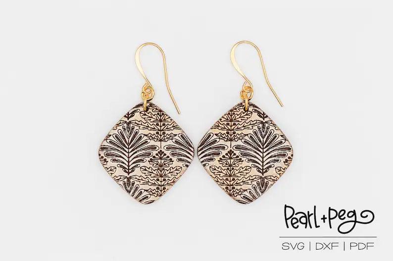 Filigree Autumn Diamond Laser Engraved Earrings Digital Download