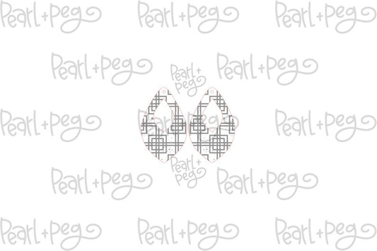 Distressed Checkered Hoop Laser Engraved Earrings Digital Download