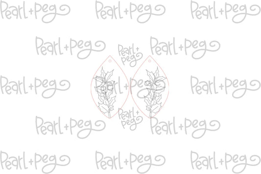 Mistletoe Sprout Laser Engraved Earrings Digital Download