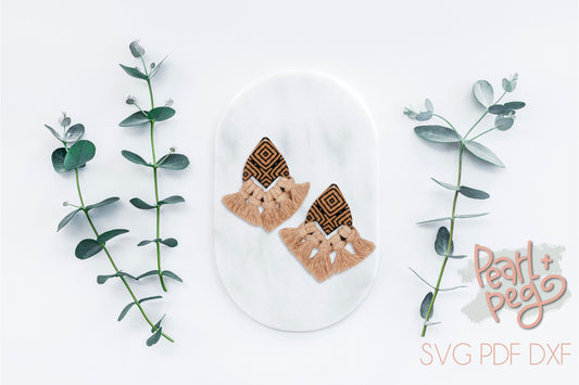 Macrame Boho Layered Square Laser Engraved Earring Digital Download