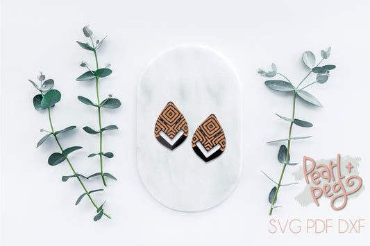 Macrame Boho Layered Square Laser Engraved Earring Digital Download