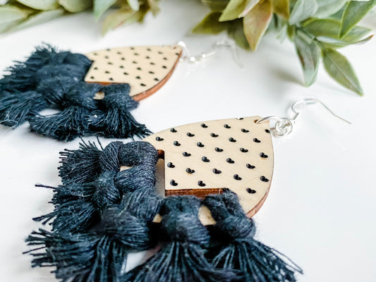 Macrame Speckled Hearts Laser Engraved Earring File