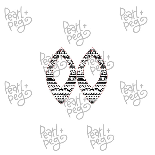 Aztec Tribal Boho Diamond Hoop Laser Engraved Earring Digital Download