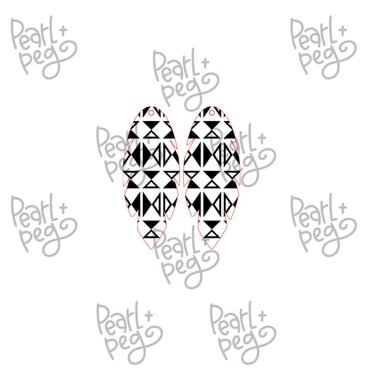 BOHO Feather Stacked Triangle Laser Engraved Earrings Digital Download