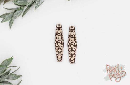 Mosaic Tile Bar Laser Engraved Earring Digital Download