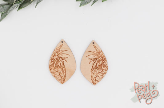 Pineapple Angled Drop Laser Engraved Earrings Digital Download