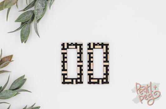 Cobblestone Square Hoop Laser Engraved Earrings Digital Download