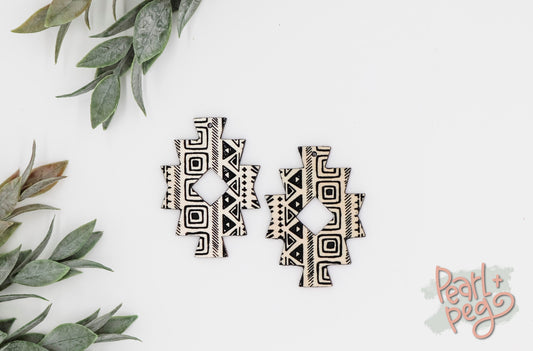 Abstract Tribal Aztec Shaped Laser Engraved Earrings Digital Download
