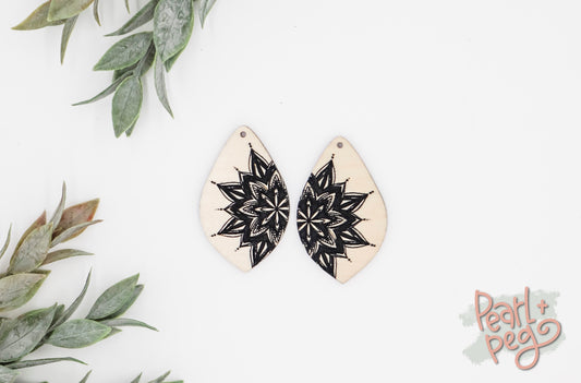 Mandala Pointed Drop Laser Engraved Earrings Digital Download