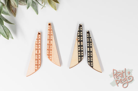 Aztec Strip Line Slanted Bar Laser Engraved Earrings Digital Download