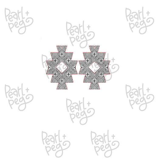 Boho Cross Tribal Thin Line Aztec Laser Engraved Earrings Digital Download