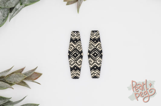 Aztec Tribal Wide Bar Laser Engraved Earrings Digital Download
