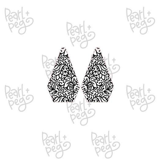 Floral Gem Drop Laser Engraved Earrings Digital Download